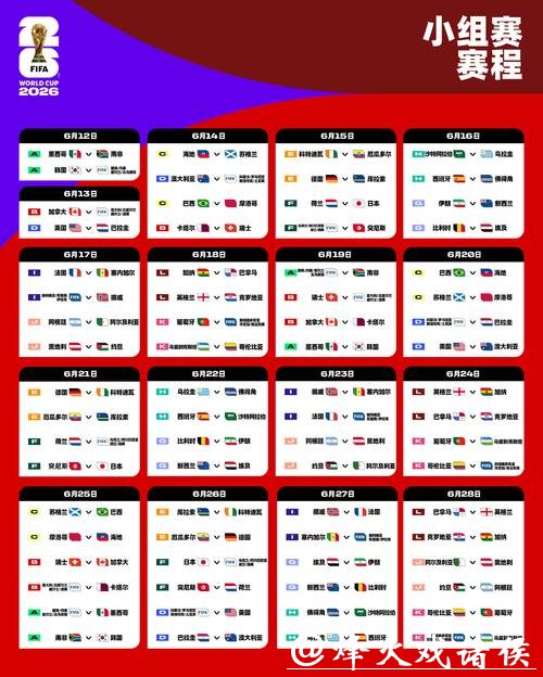 2026年世界杯小组赛时间安排表详解 2026年世界杯小组赛时间安排表详解