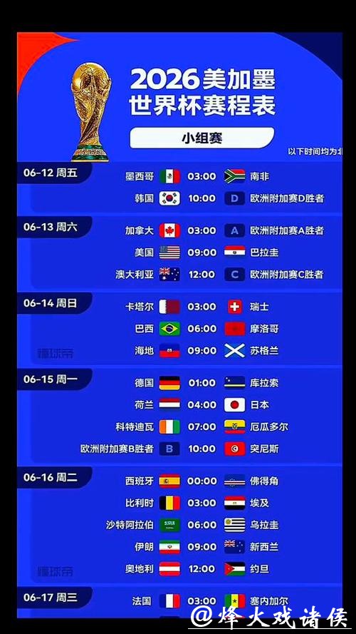 2026 年世界杯比赛时间在线查询指南